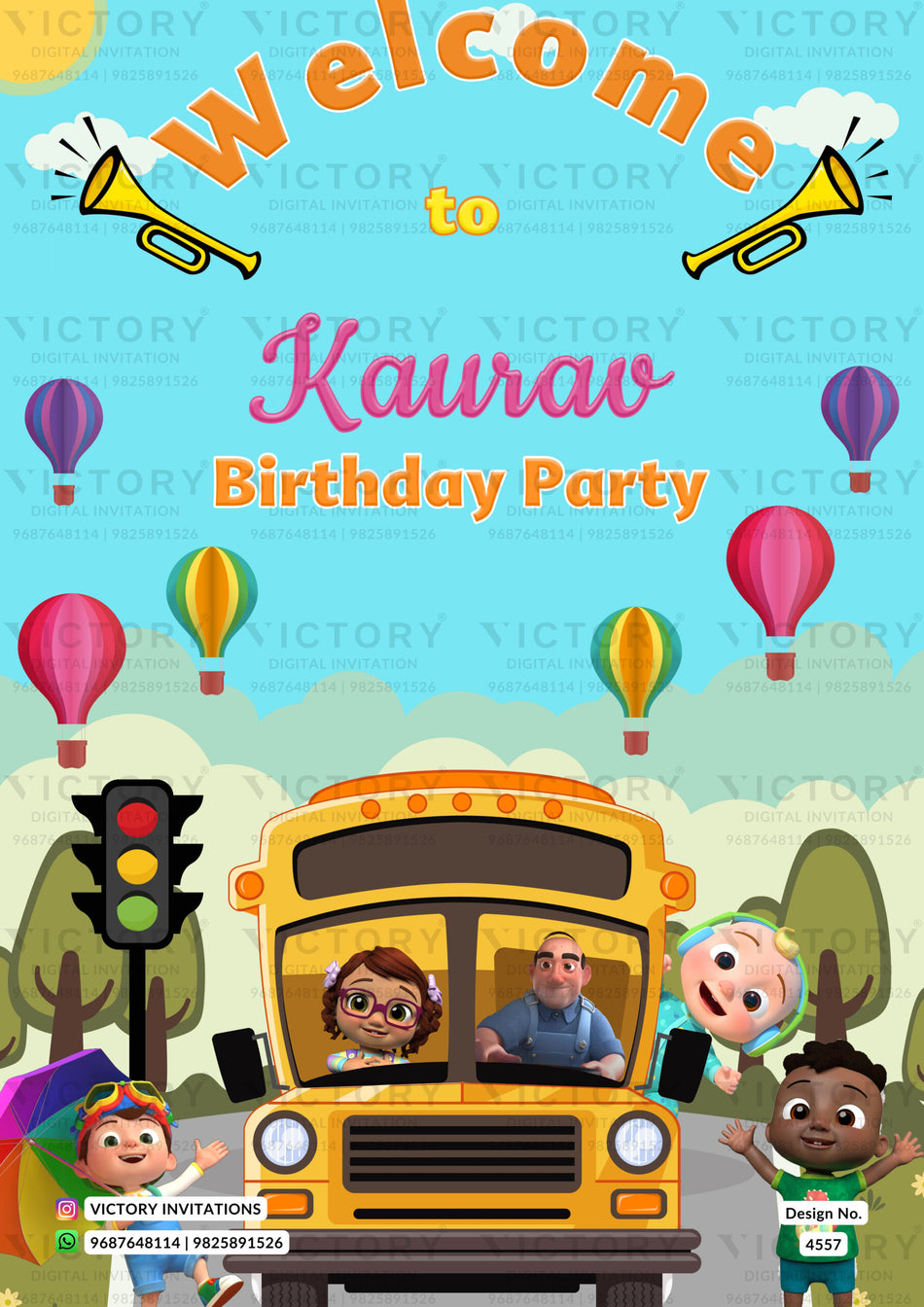 Birthday Standee design for birthday in english language with truck, balloon as cartoonish theme design 4557