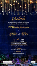 25th Wedding Anniversary invitation card in English language with string light as glittery theme design 4560