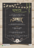 Opening invitation card in Gujarati language with golden frame as minimalistic theme design 4577