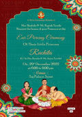 Ear Piercing ceremony invitation card in english language with mandala as arch frame theme design 465
