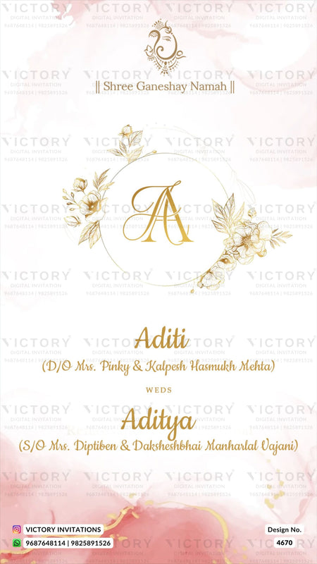 Wedding ceremony invitation card of hindu gujarati patel family in english language with beach theme design 4670