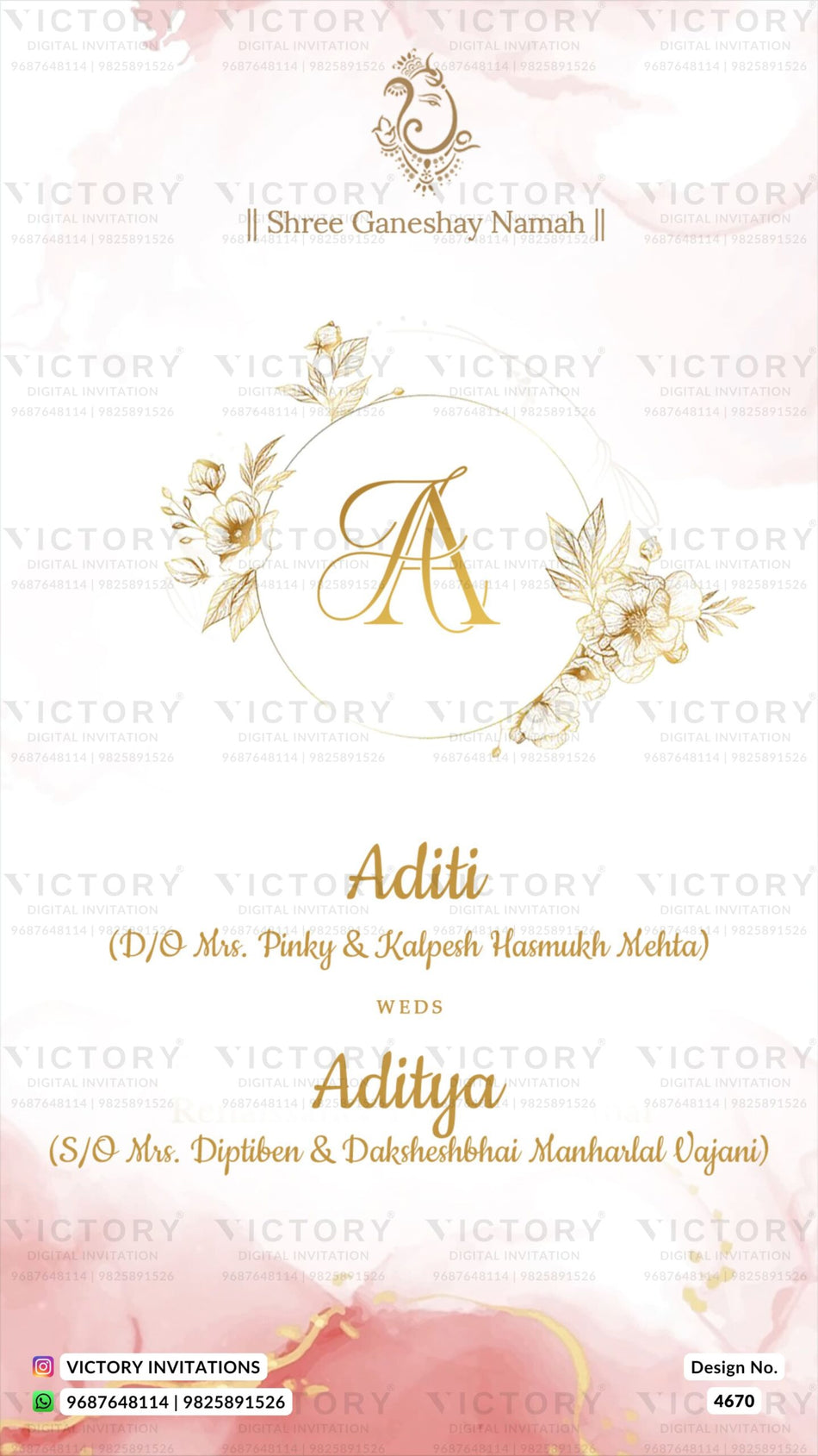 Wedding ceremony invitation card of hindu gujarati patel family in english language with beach theme design 4670
