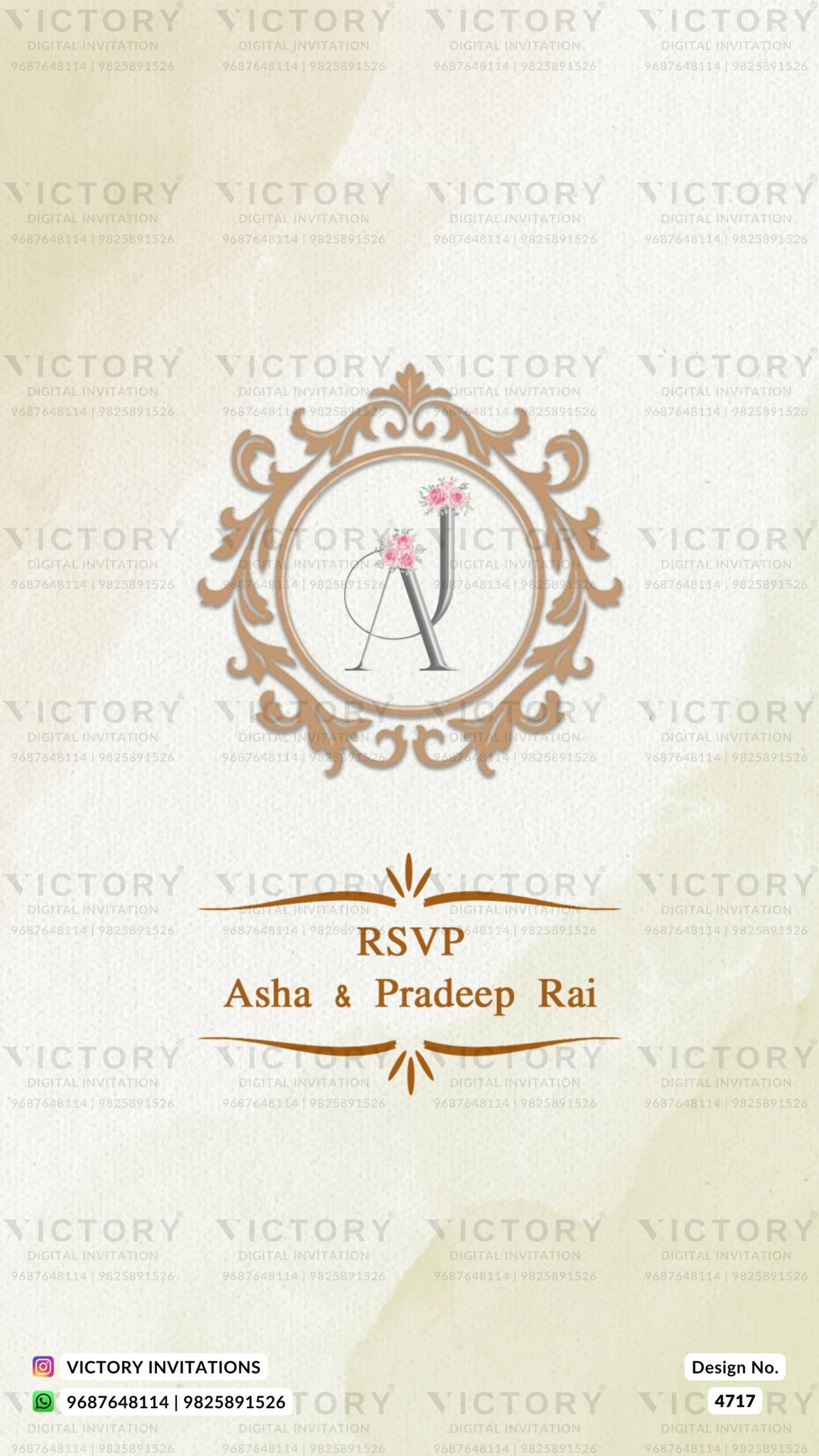 Wedding ceremony invitation card of hindu Bihari family in english language with minimalistic theme design 4717