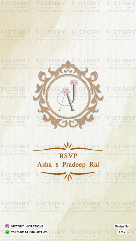 Wedding ceremony invitation card of hindu Bihari family in english language with minimalistic theme design 4717