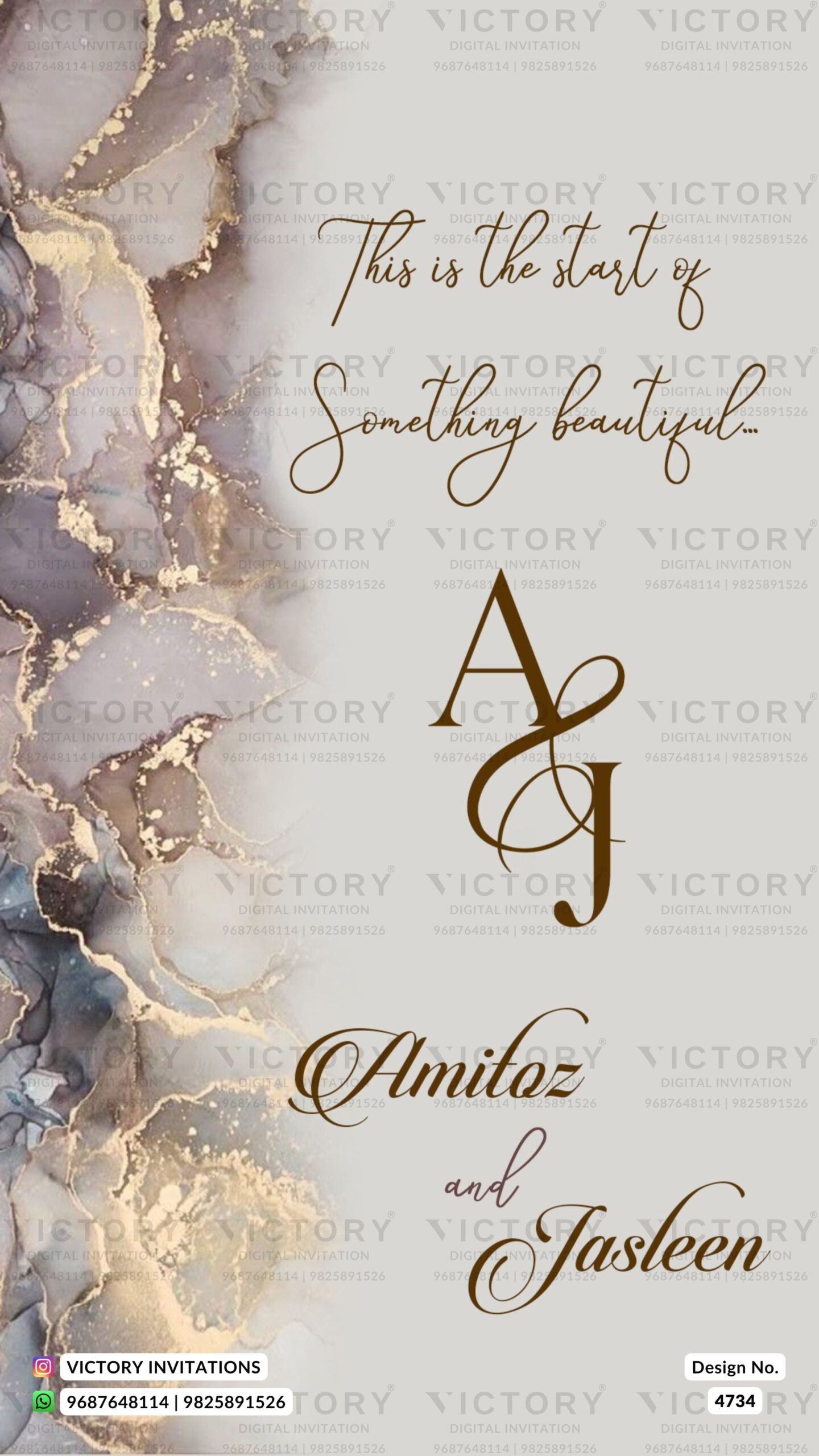 Engagement ceremony invitation card in english language with name logo as glittery theme design 4734