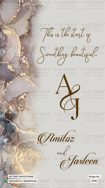 Engagement ceremony invitation card in english language with name logo as glittery theme design 4734