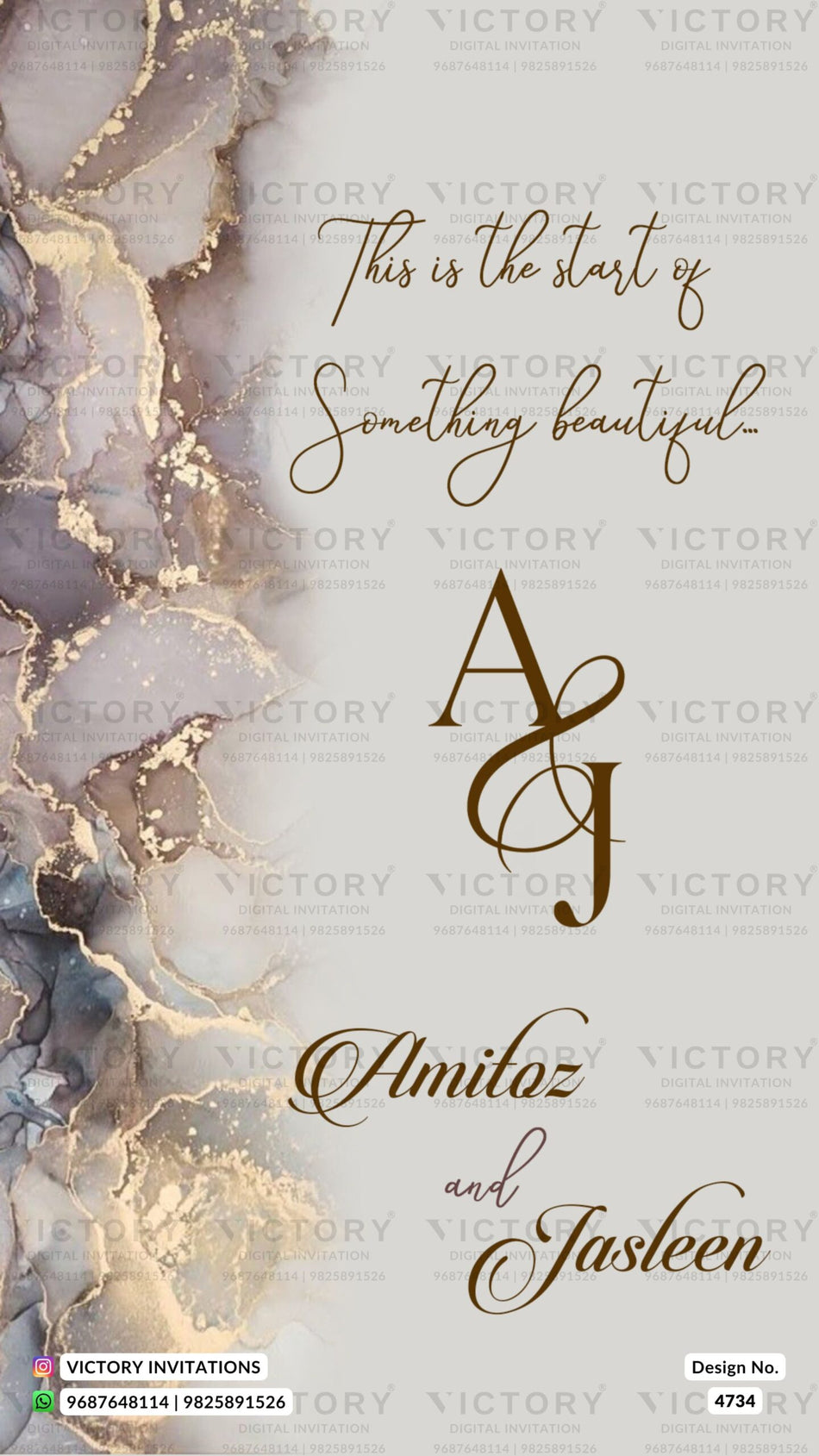 Engagement ceremony invitation card in english language with name logo as glittery theme design 4734