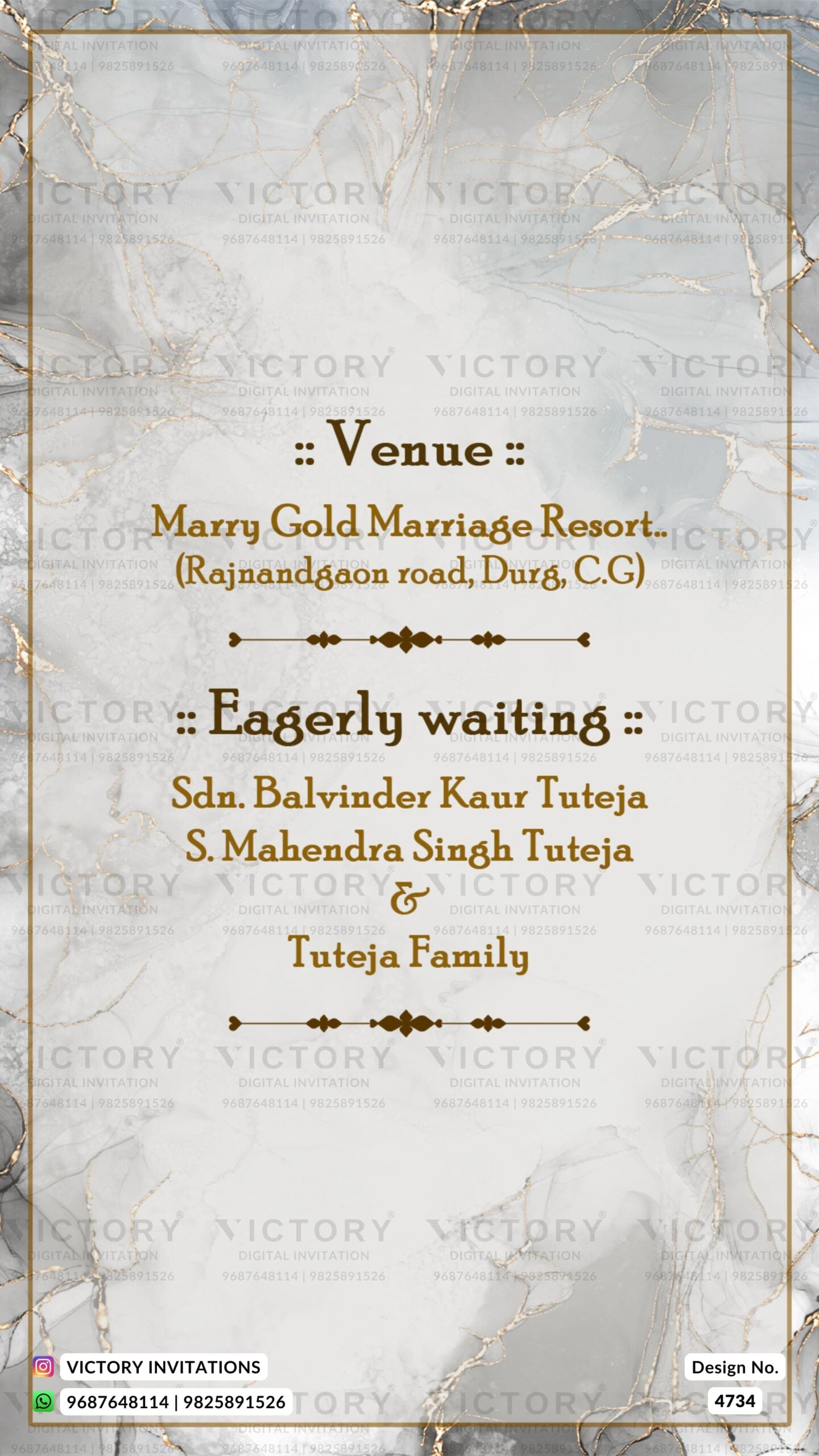 Engagement ceremony invitation card in english language with name logo as glittery theme design 4734