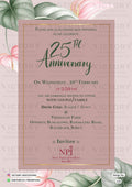 25th Wedding Anniversary invitation card in English language with flowers, frame as floral theme design 478