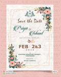 Save the Date card in english language with minimalistic theme design 485