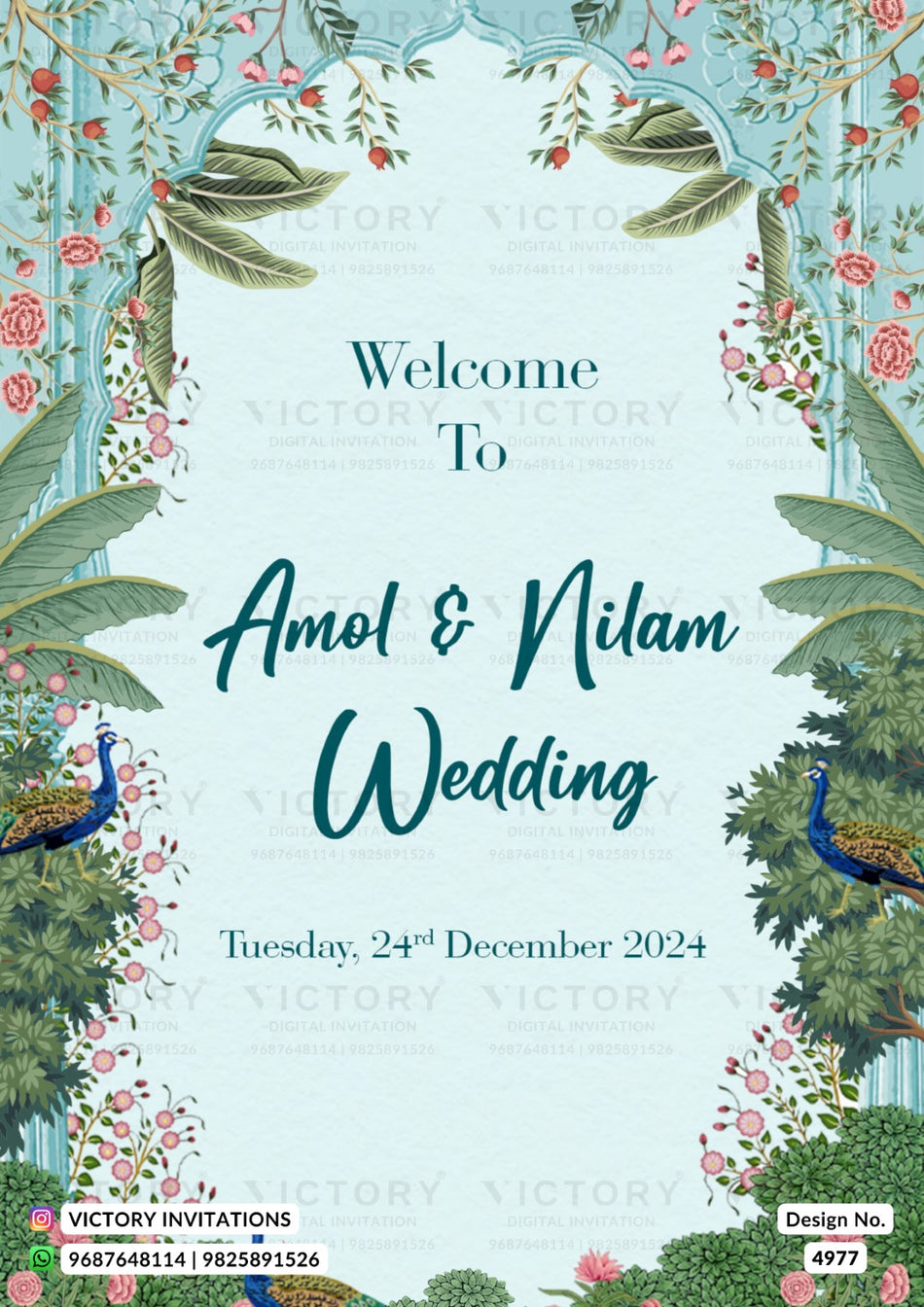 Family Welcome Standee design in english language with gate theme design 4977