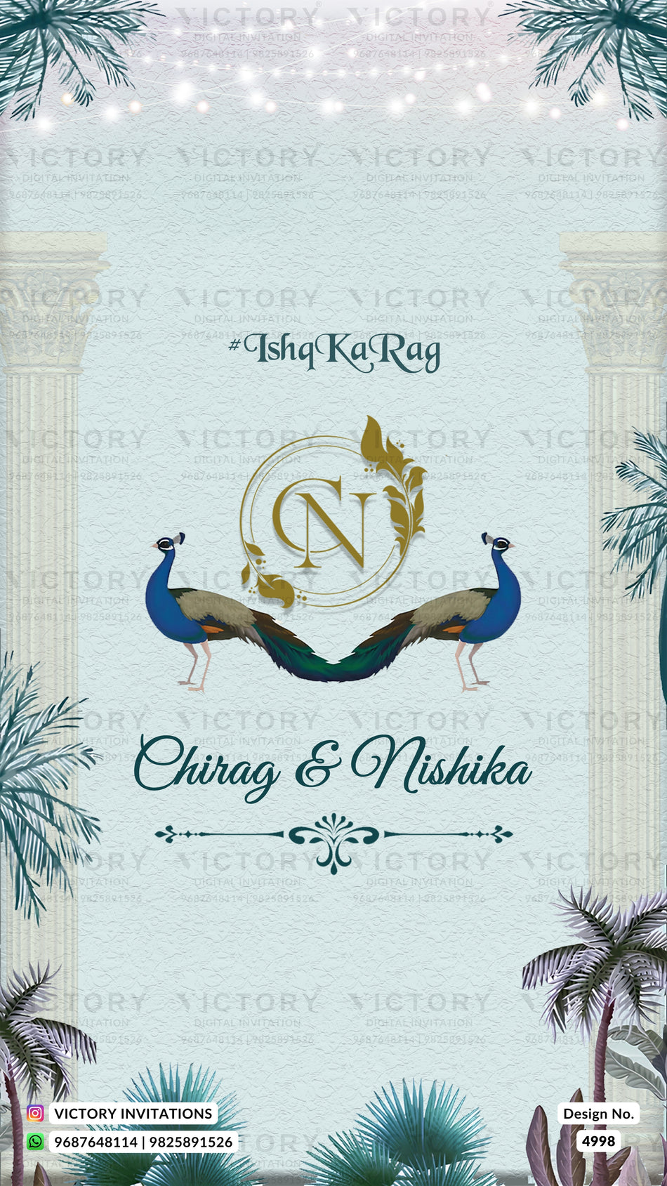Wedding ceremony invitation card of hindu punjabi sikh family in english language with floral theme design 4998