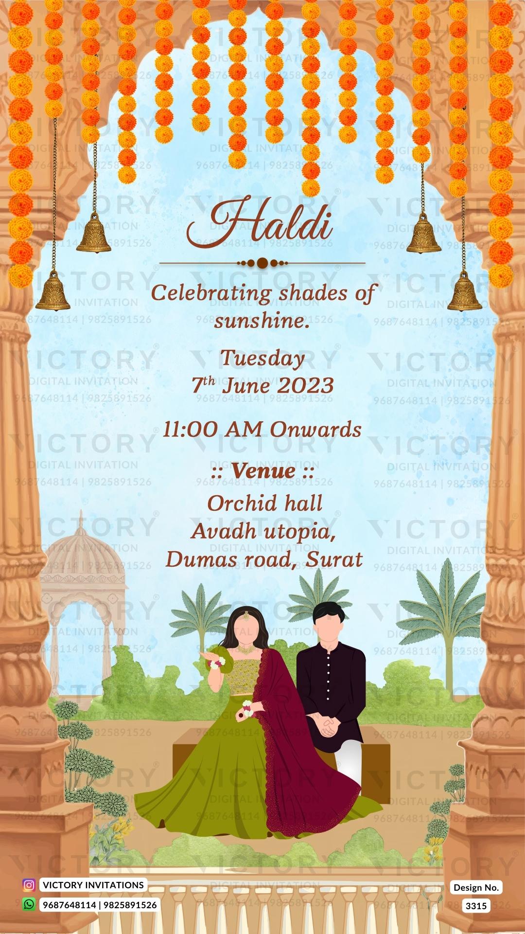Gujarat Wedding Caricature Invitation Card PDF Design no.3315