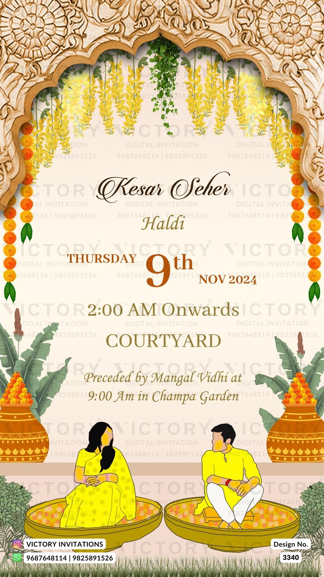 Gujarat Wedding Caricature Invitation card PDF Design no. 3340