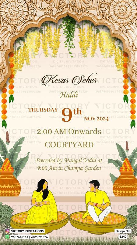 Gujarat Wedding Caricature Invitation card PDF Design no. 3340