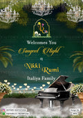 Sangeet Sandhya Welcome Standee design in english language with Piano, hanging as traditional theme design 5072