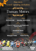 Opening invitation card in english language with bike, baw as minimalistic theme design 5077