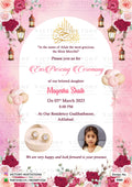 Ear Piercing ceremony invitation card in english language with flowers, lantern as floral theme design 5080