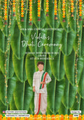 Dhoti ceremony invitation card in english language with bells, boy doodle as floral theme design 5088