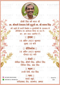 Hindu Death Ceremony invitation card in hindi language with flowers, leaves as minimalistic theme design 5094