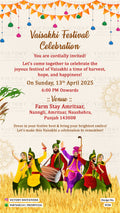 Baisakhi Party invitation card in english language with Wheat ears, doodle as minimalistic theme design 5116