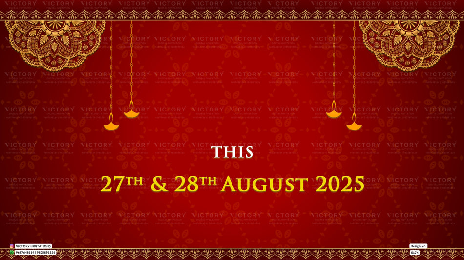 Ganesh Aagman Ceremony invitation card in english language with mandala gold diyamotifs theme design 5174