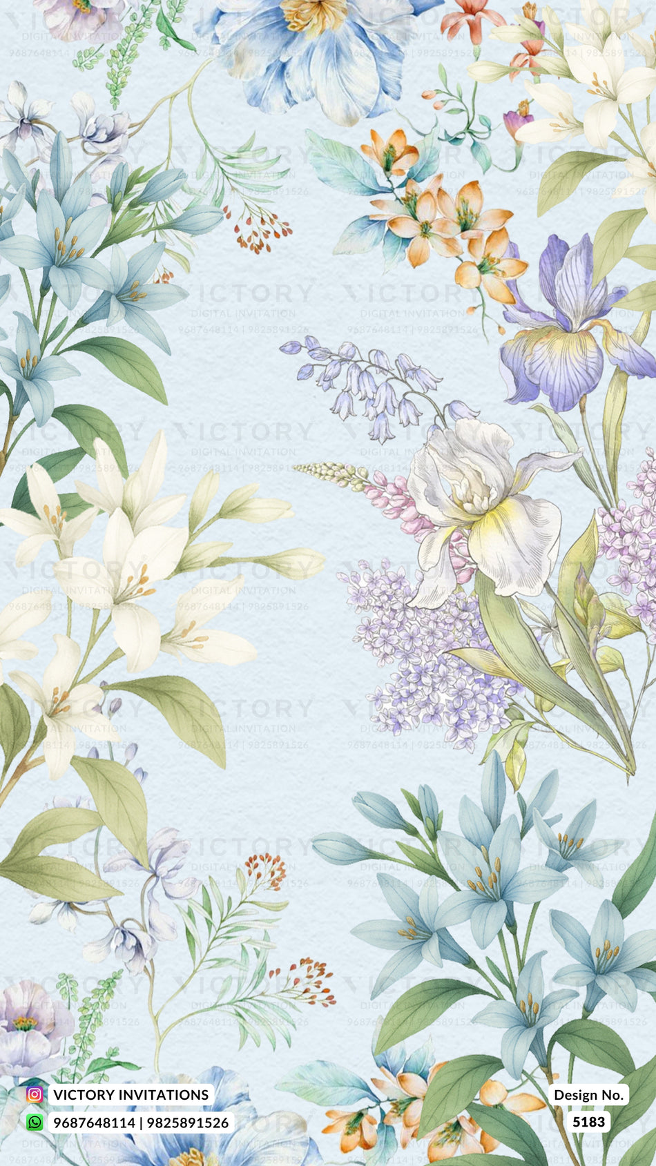 Engagement ceremony invitation card in english language with flowers as Garden theme design 5183