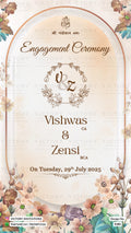 Chandla vidhi Engagement invitation card in gujarati language with couple logo, floral theme design 5185