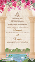 Wedding ceremony invitation card of hindu indian Marwari family in english language with Gate theme design 5200