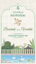 Wedding ceremony invitation card of hindu english language with Arch theme design 5213