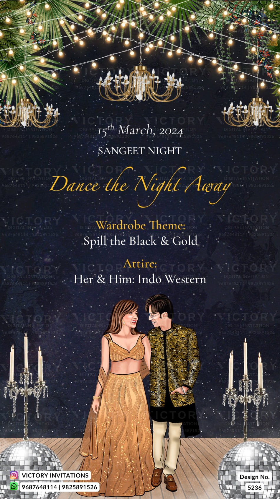 Wardrobe planner invitation card in english language with royal heritage palace and custom couple doodles theme design 5236