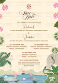 Save the Date card in english language with Lotus Pond & Royal Heritage theme design 5255
