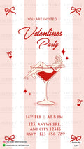 Valentines Party invitation card in english language with cocktail lounge theme design 5297