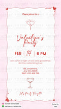 Valentine's Party invitation card in english language with minimal heart theme design 5305