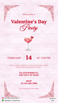 Valentine's Day Party invitation card in english language with pink cocktail theme design 5307