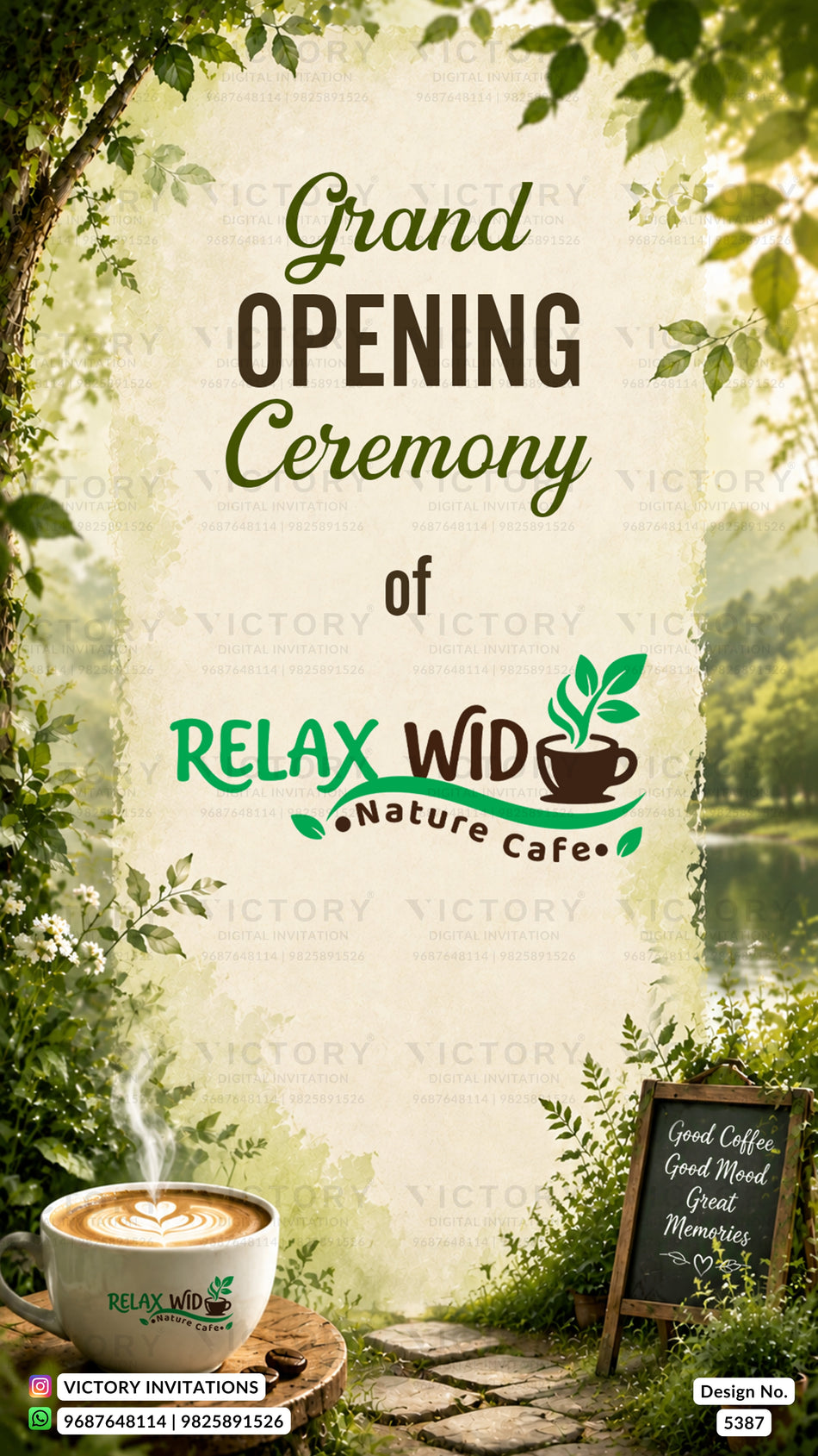 Opening invitation card in Gujrati language with  wooden frame, nature theme design 5387