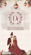Luggage tag design for wedding ceremony in english language with couple doodle, floral theme design 5391