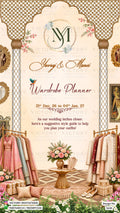 Wardrobe planner invitation card in english language with Royal Palace Wardrobe Planner & Wedding Itinerary Suite theme design 5630