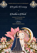 Reception Party invitation card in english language with Midnight Navy & Pink Lotus theme design 5656