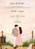 Save the Date card in english language with Sunset Meadow Save the Date theme design 5659