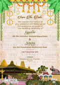 Save the Date card in english language with traditional theme design 664