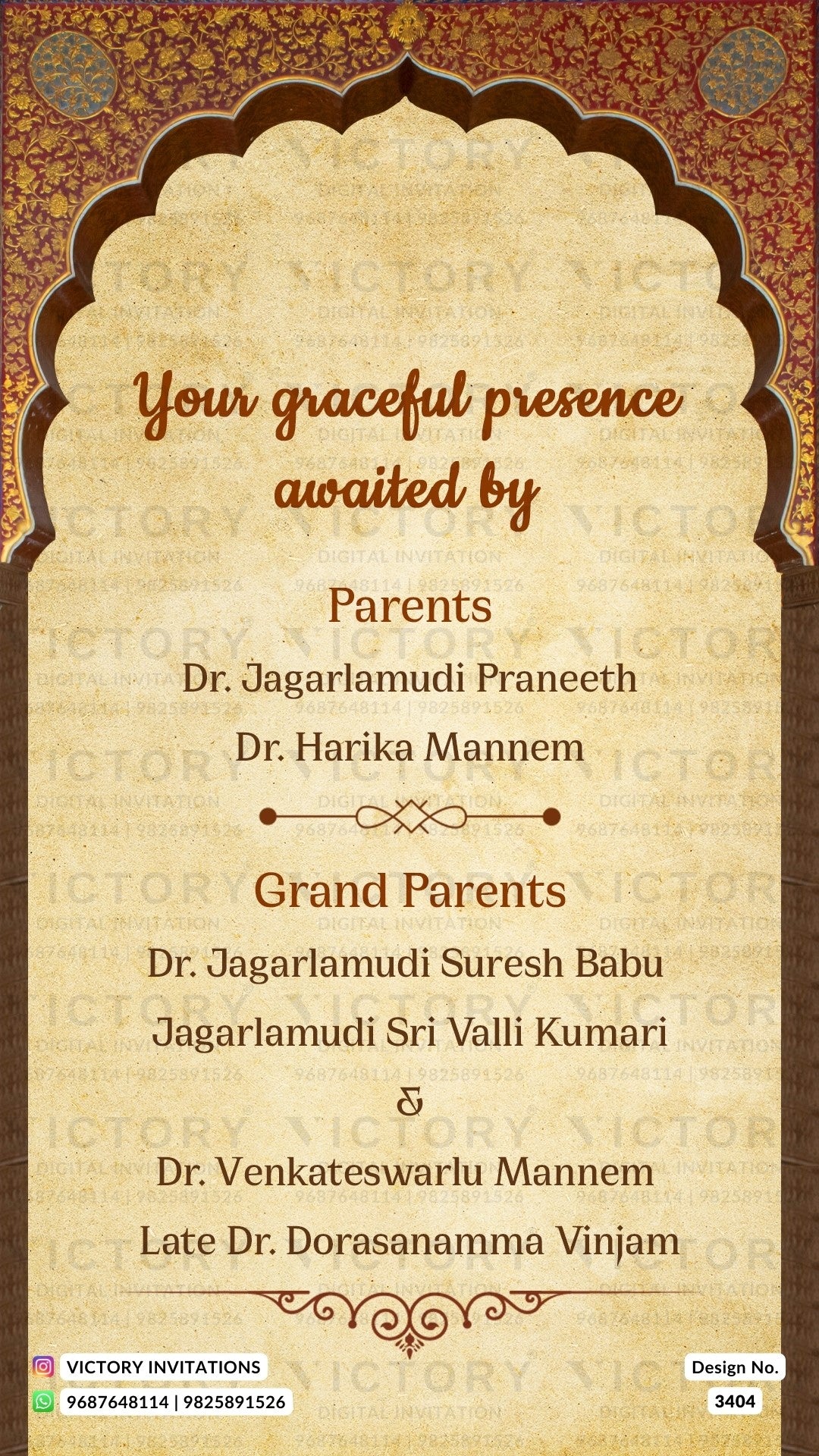 Dhoti ceremony invitation card in english language with peacock, baby photo as arch theme design 3404