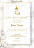 Opening invitation card in english language with frame, flower as minimalistic theme design 722