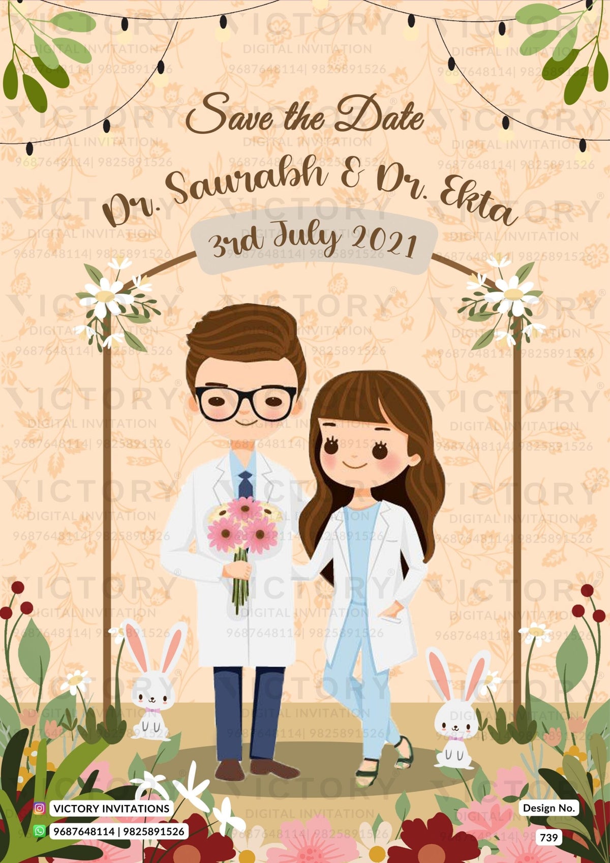 Wedding ceremony invitation card of hindu maharashtrian marathi family in english language with traditional theme design 739