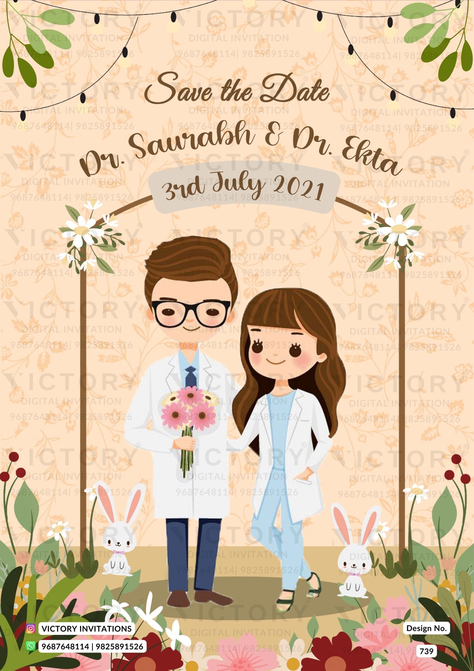 Wedding ceremony invitation card of hindu maharashtrian marathi family in english language with traditional theme design 739