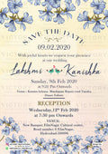 Wedding ceremony invitation card of hindu south indian telugu family in english language with Artistic flowers theme design 750
