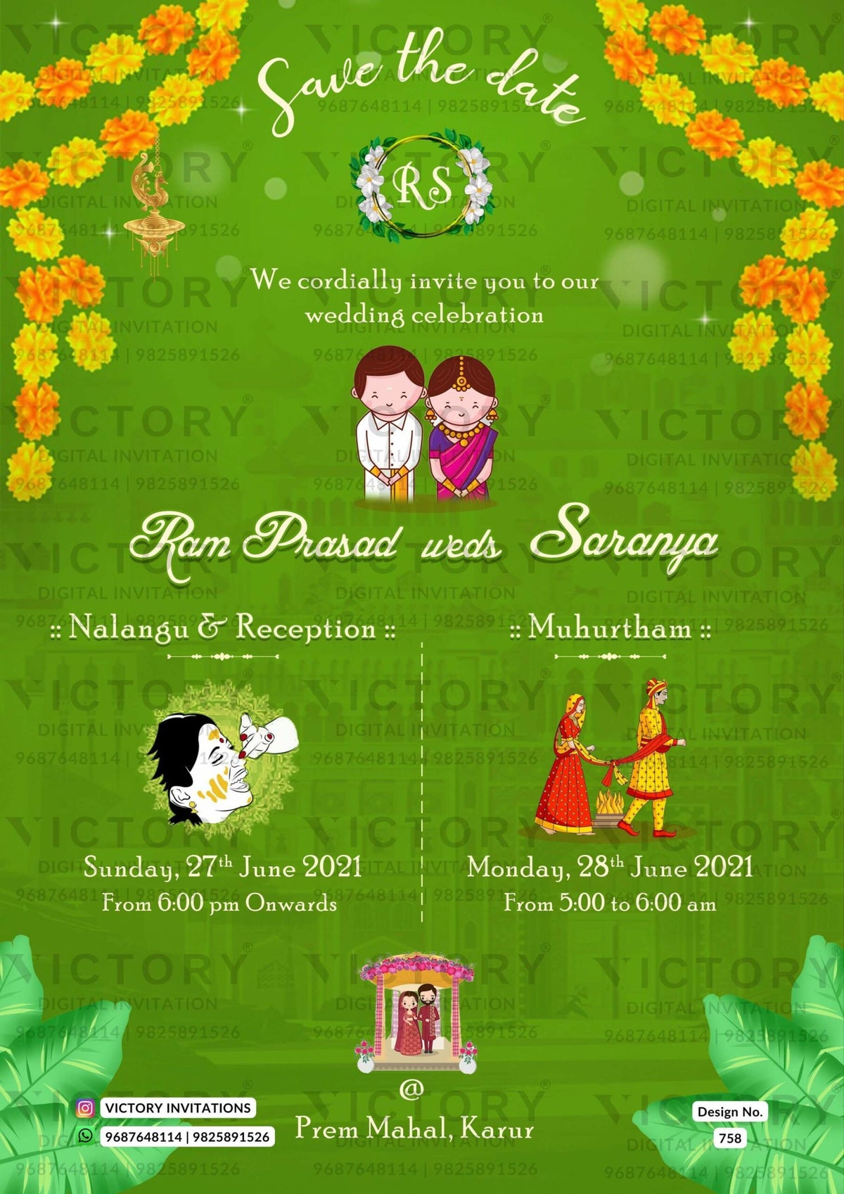 Wedding Timeline ceremony invitation card in english language with minimalistic theme design 758