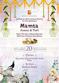 Opening invitation card in english language with flowers, peacock as traditional theme design 886