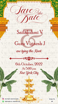 Save the Date card in english language with traditional theme design 89
