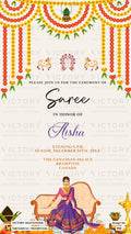 Half Saree ceremony invitation card in english language with royal theme design 902